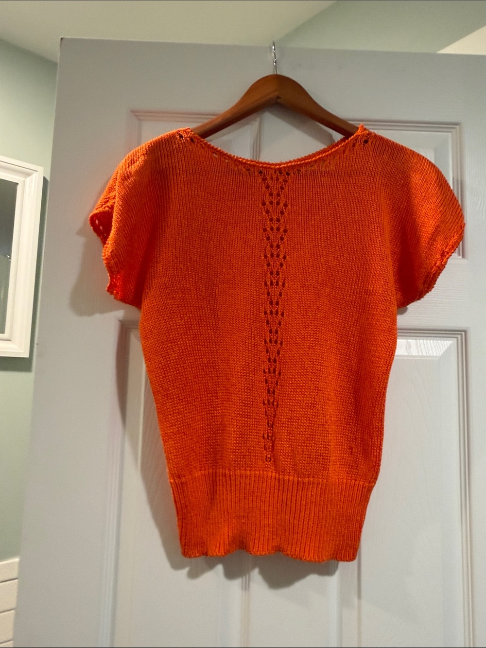Vintage- Dior Bright Orange Short-Sleeve Knit Top - Picture 6 of 14